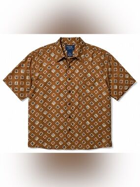 Cambridge Classics Umber Short-Sleeve Geometric Button-Down Shirt - Small